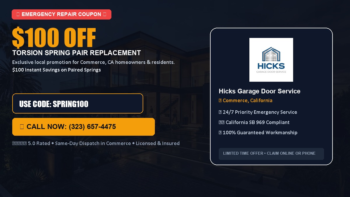 $100 OFF Heavy-Duty Torsion Spring Pair Replacement in Commerce, CA