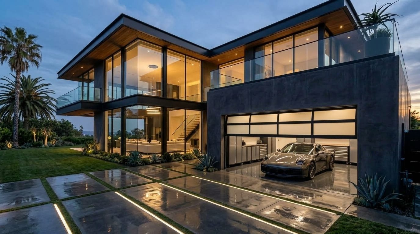 Hicks Garage Door Service Garage Door Gliding Open Revealing Warm Illuminated Interior